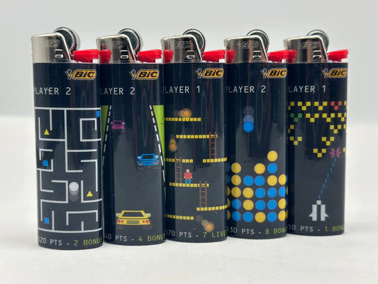 5 X Large BIC Lighters Multicoloured. Designs Selected Randomly Total of 5 Lighters