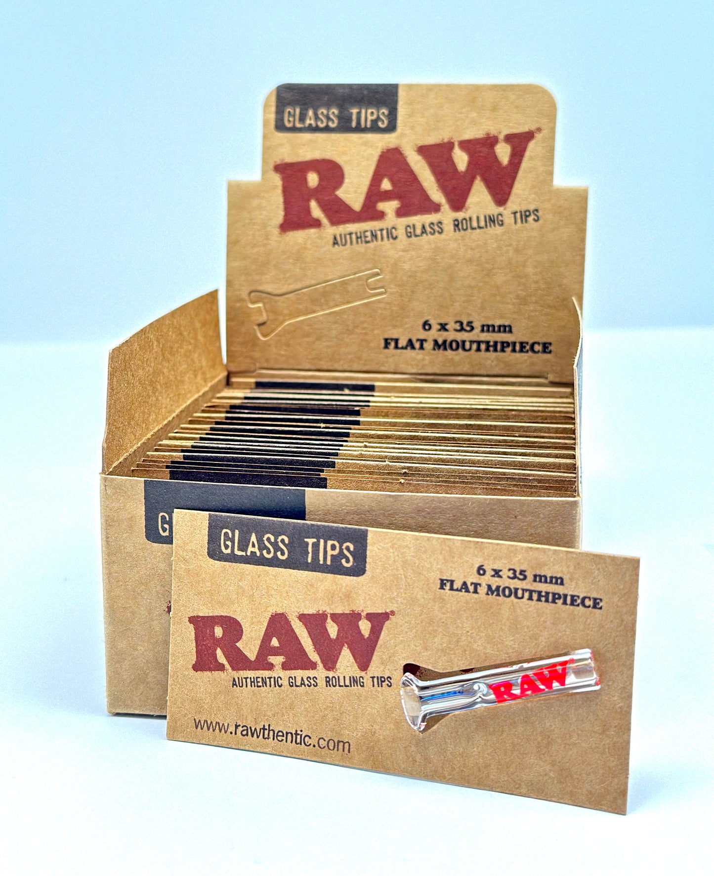 RAW Glass Tip Round Mouthpiece Filter Smoking Papers Tips 6 x 34mm