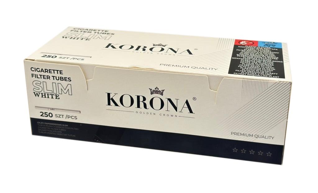 250 X Korona 6.5mm Ultra Slim Filter Empty Tubes. Each Pack Has 250 Tubes