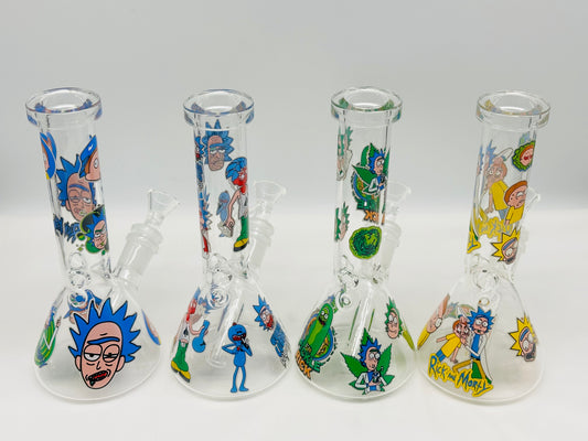 20cm Rick and Morty Glass Smoking Pipe, Water Pourer Cp& Stem Included