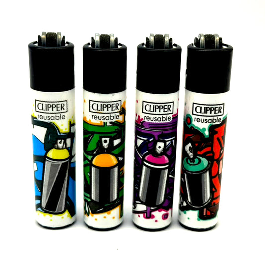 4 X Clipper Reusable Lighter. Total of 4 Lighters. Designs selected randomly