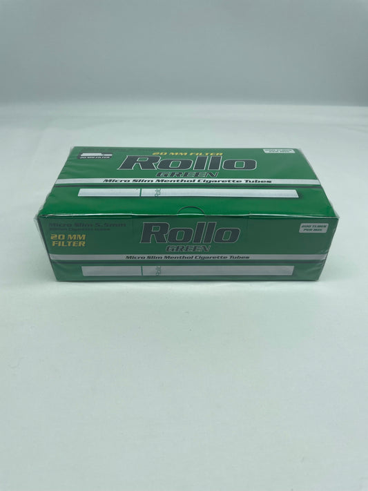 200 X Rollo 5.5mm Micro Slim Green Menthol 20mm Filter Tubes