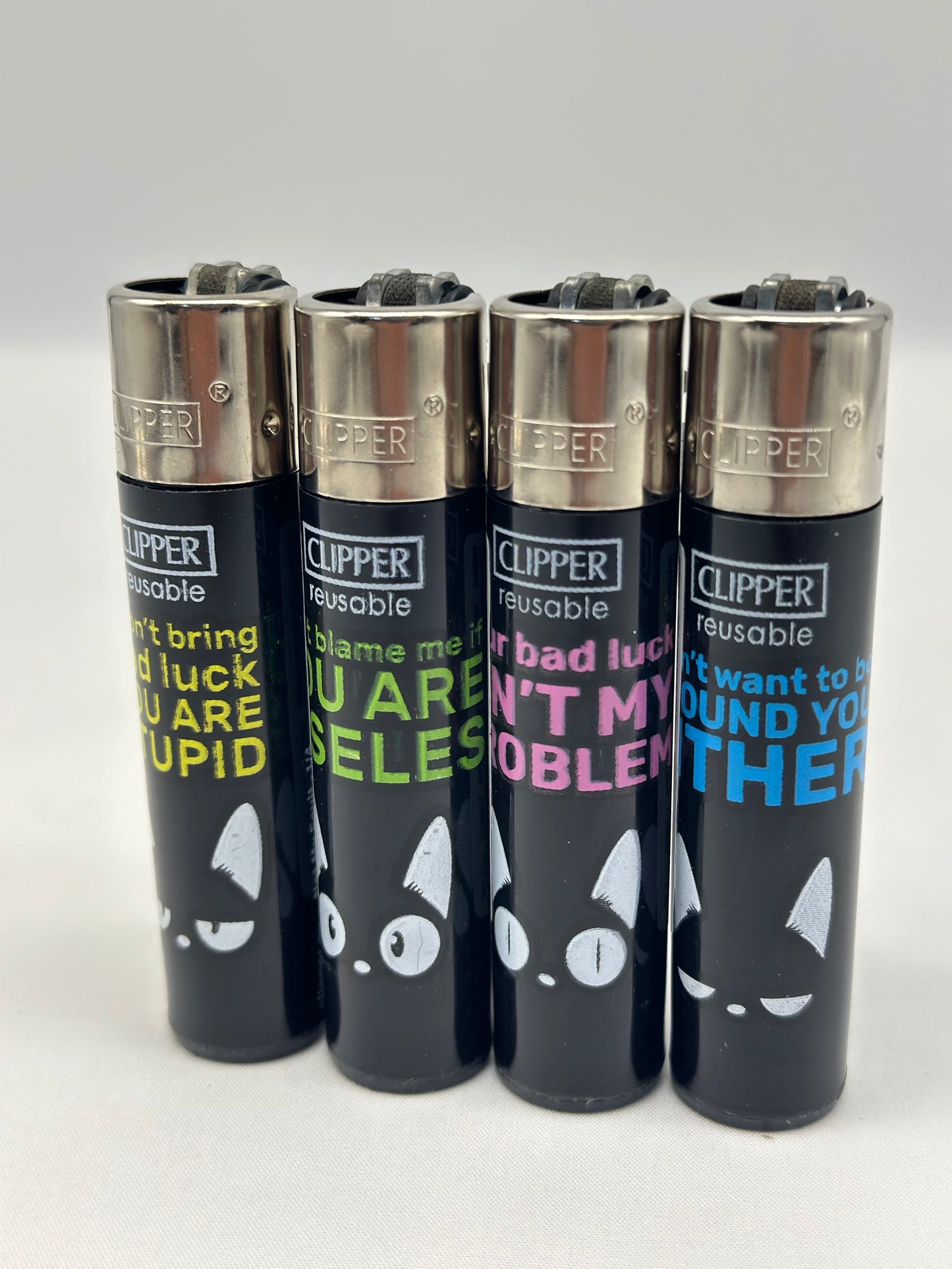 4 X Clipper Reusable Lighter. Total of 4 Lighters. Designs selected randomly