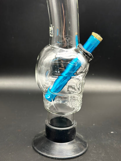 Skull Glass Smoking Pipe, Water Pourer Cp& Stem Included