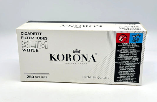 250 X Korona 6.5mm Ultra Slim Filter Empty Tubes. Each Pack Has 250 Tubes