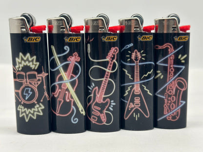 5 X Large BIC Lighters Multicoloured. Designs Selected Randomly Total of 5 Lighters