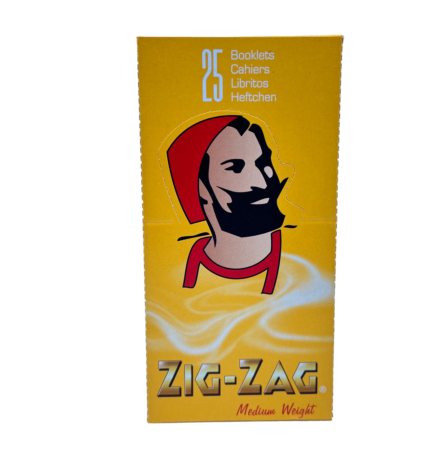 One Box Of 25 PK Yellow Double ZIG-ZAG Rolling Papers, 100 Gummed Rolling Papers Per Book