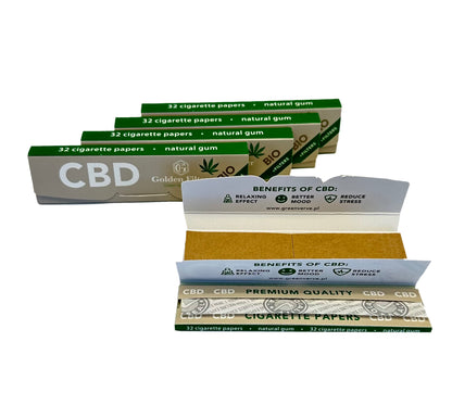 One Pack of 24 X Booklets Of Golden CBD BIO Rolling Paper. King size slim plus Tips. Premium Quality