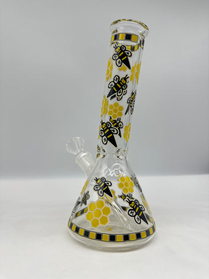 20cm Honey Bees Glass Smoking Pipe, Water Pourer Cp& Stem Included