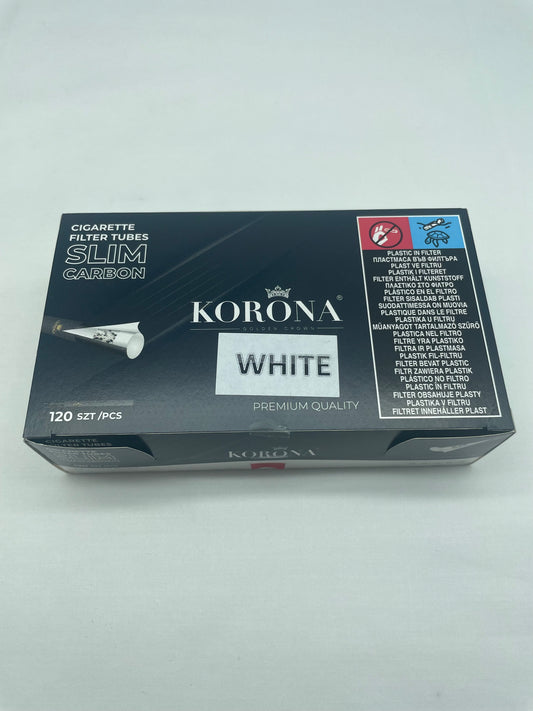 Slim Carbon White. One Pack of Korona Filter Tube Slim Carbon White. One Pack Has 120 Tubes