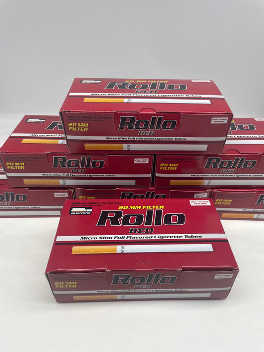200 X Rollo 5.5mm Micro Slim Red 20mm Filter Tubes. One Pack of 200 Tubes
