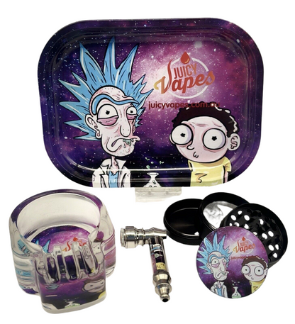 Rick&Morty Smoking Gift set with Pipe, Grinder, Ashtray & Rolling Tray