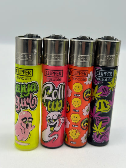 4 X Clipper Reusable Lighter. Total of 4 Lighters. Designs selected randomly