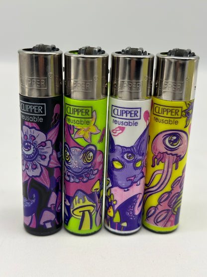 4 X Clipper Reusable Lighter. Total of 4 Lighters. Designs selected randomly