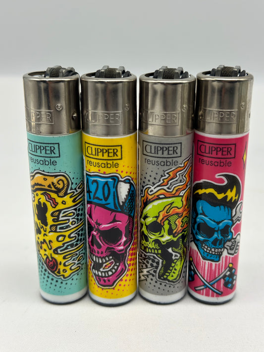 4 X Clipper Reusable Lighter. Total of 4 Lighters. Designs selected randomly