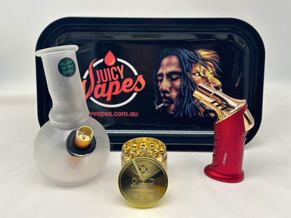 Glass Smoking Pipe Water Pourer+Jet Lighter+Grinder+Rolling Tray