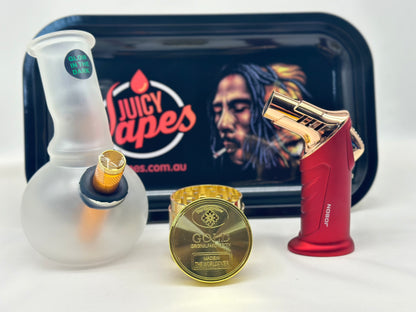 Glass Smoking Pipe Water Pourer+Jet Lighter+Grinder+Rolling Tray