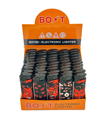 5 X Bolt Refillable flame Lighters Different Designs. 5 Pieces