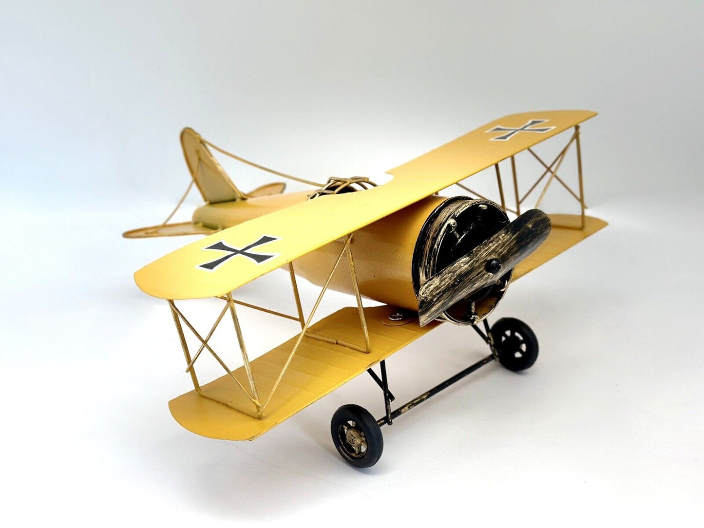 Hand Made Metal Airplane. Yellow Antique Metal Craft Gift