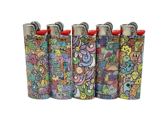 5X Large BIC Lighter Pictured Different Patterns