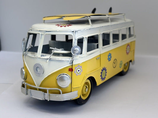 Vintage Metal  Hand Made Bus Model Yellow Gift. 28cm*14cm*10cm