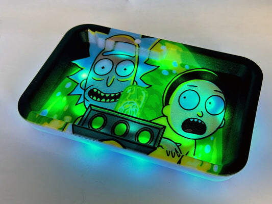 Rick and Morty Plastic Rolling Tray With Light And USB . FREE SHIPPING