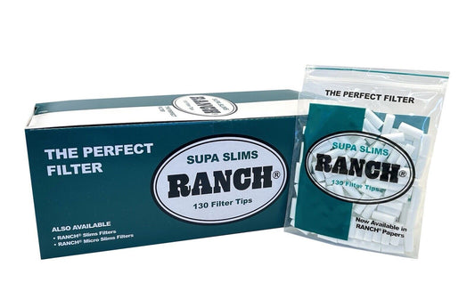 One pack of 12 X 130pcs Supa Slims Green Ranch Filters. Total 1560 Filter Tips