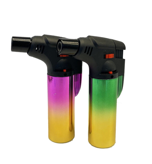 Premium Blow Torch Jet lighter Shiny Rainbow Refillable Windproof