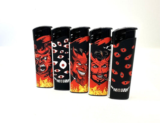 5 X Bolt Refillable flame Lighters Different Designs. 5 Pieces