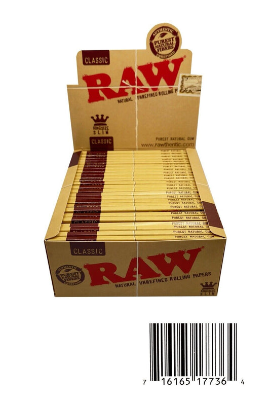 One Pack of Raw Classic Kingsize Slim Rolling Papers. 50 Booklets In A Pack