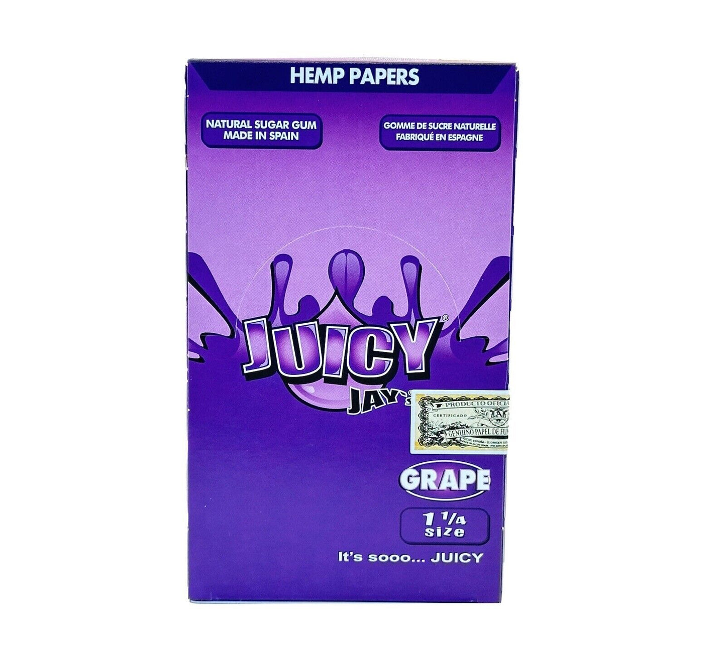 One pack of 24 X Booklets Juicy Jays Grape 1-1/4 Flavoured Rolling Papers