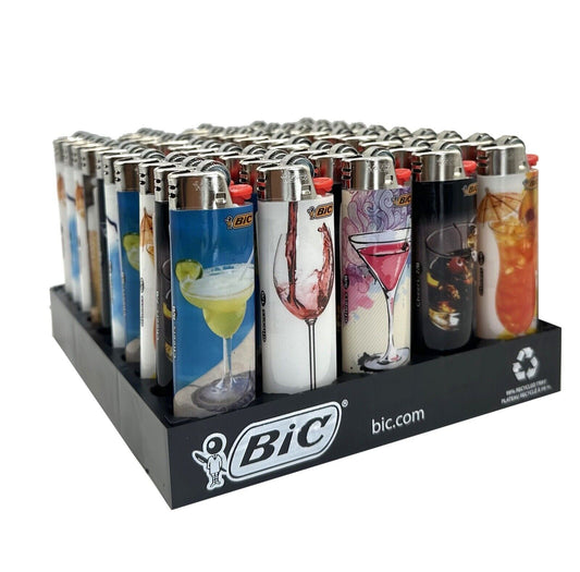 One Pack of 50 X Large Bic Lighters Maxi Multi Coloured Cigarette Lighters