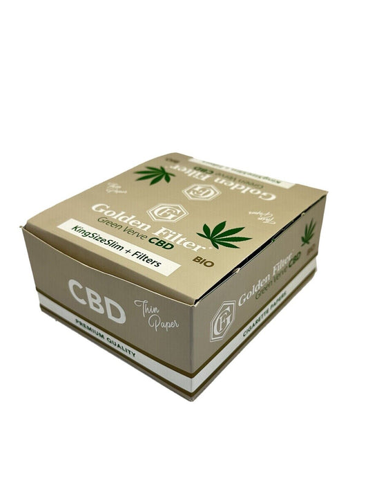 One Pack of 24 X Booklets Of Golden CBD BIO Rolling Paper. King size slim plus Tips. Premium Quality