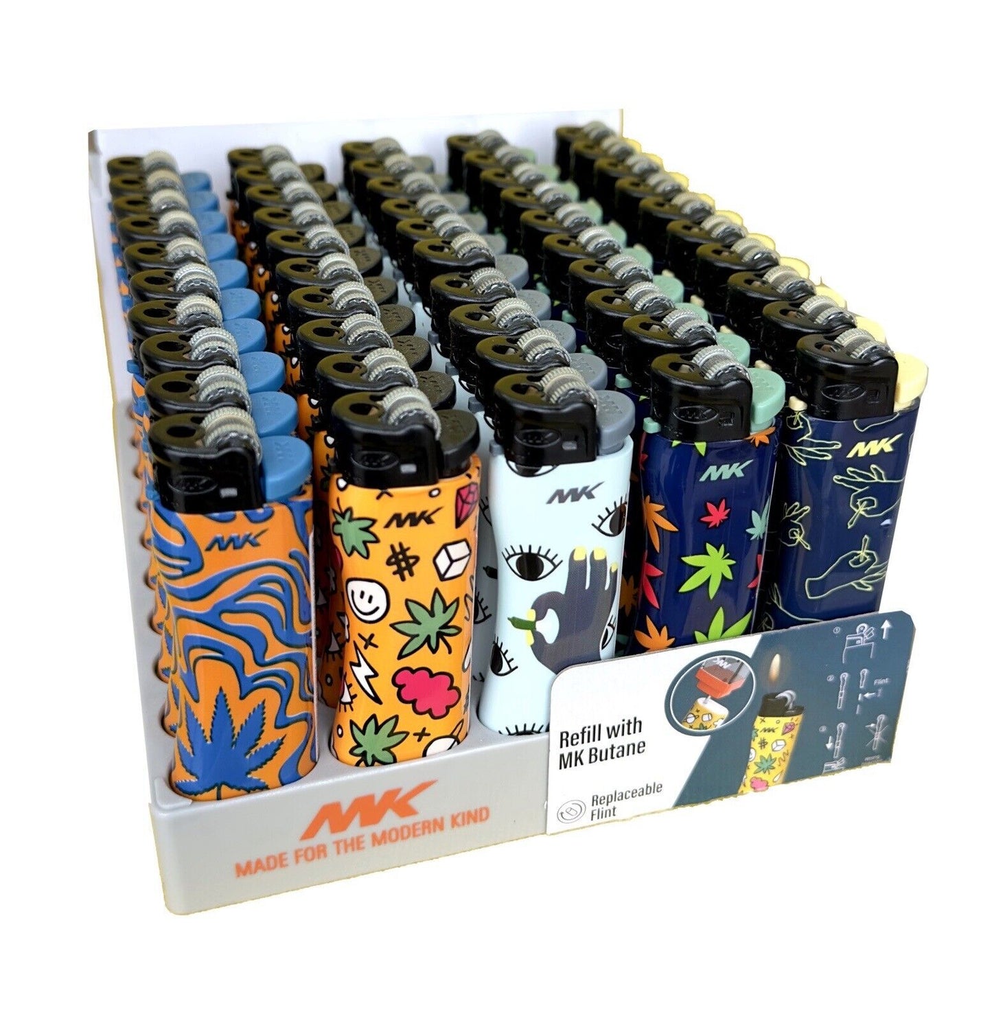 One Pack of 50 X MK Lighters Fantasy Designs