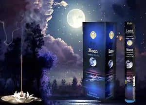 Flute fragrant charcoal incense sticks MOON 6 Hex packets of 20 sticks.